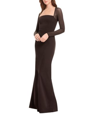 Maxwell Long-Sleeve A-Line Crepe Gown - thumbnail 6