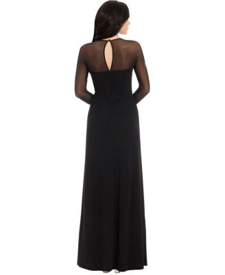 Maxwell Long-Sleeve A-Line Crepe Gown - thumbnail 3