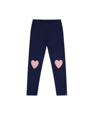 Girls' Brushed Jersey Heart Applique Elastic Waist Leggings - Baby