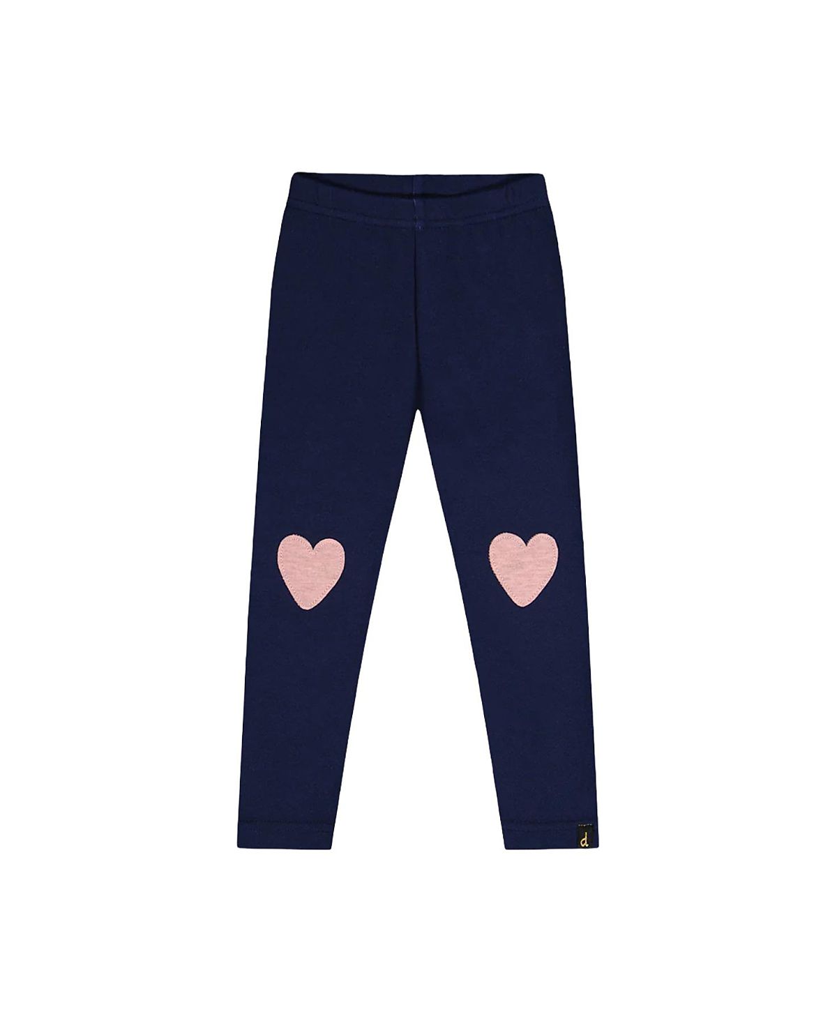 Deux par Deux Girls' Brushed Jersey Heart Applique Elastic Waist Leggings - Baby