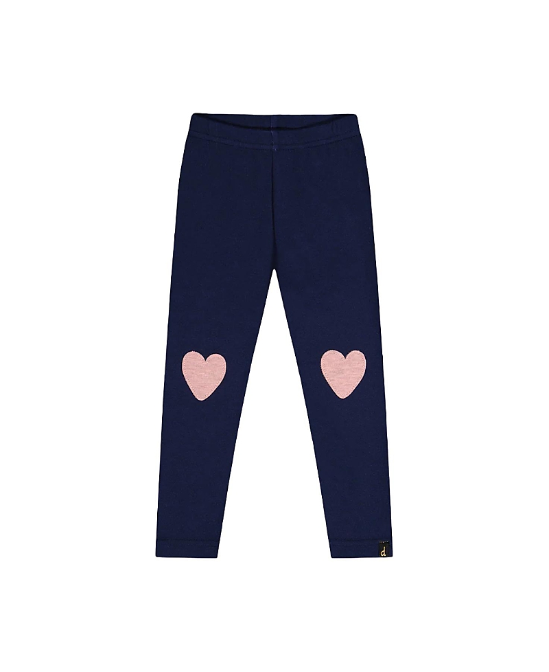 Deux par Deux Girls' Brushed Jersey Heart Applique Elastic Waist Leggings - Baby