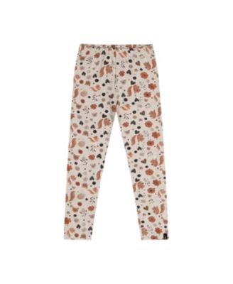Girls' Organic Cotton Squirrel Floral Elastic Waist Leggings - Big Kid