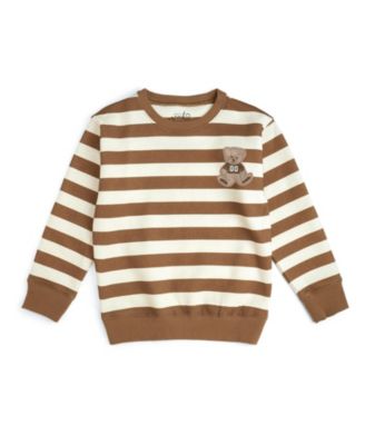 Boys' Teddy Bear Patch Striped Sweatshirt - Little Kid, Big Kid