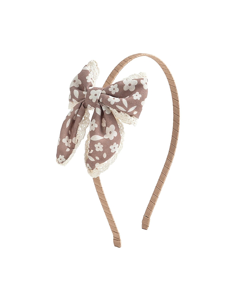 Sweet Wink Girls' Mocha Floral Lace Bow Headband - Little Kid, Big Kid