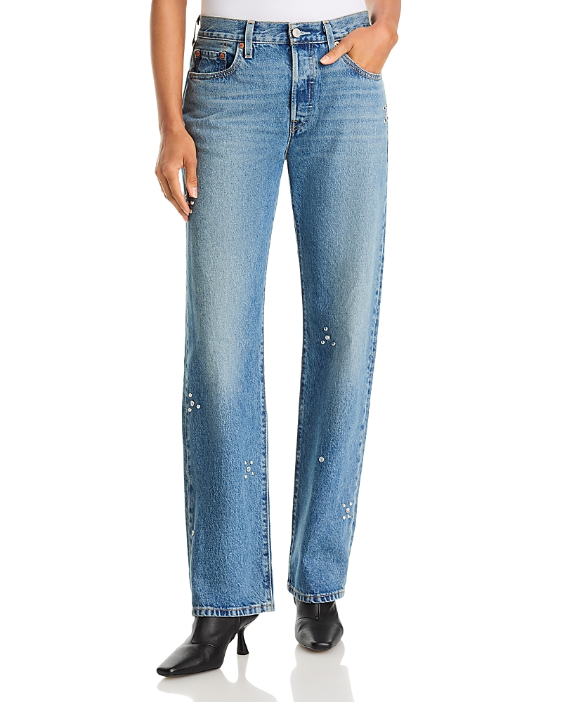 Levi's 501 '90s Embellished Mid Rise Straight Jeans in Trip on Drip