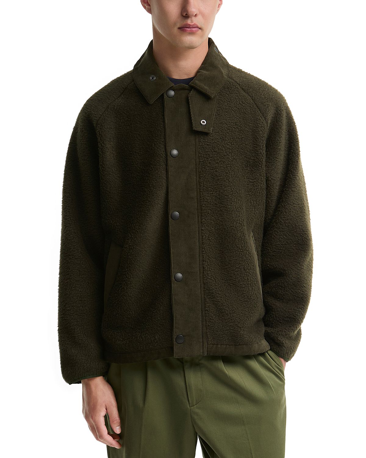 Barbour Transport Sage Fleece Button Jacket