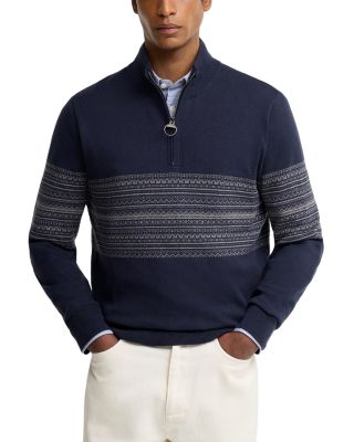 Millwood Cotton Blend Half Zip Stripe Sweater