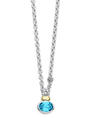 14K Yellow Gold & Sterling Silver Signature Caviar Topaz Pendant Necklace, 18"