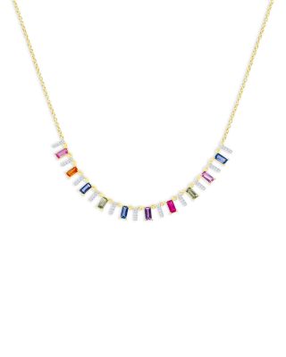 Meira T 14K White & Yellow Gold Rainbow Sapphire & Diamond Droplet Necklace, 16