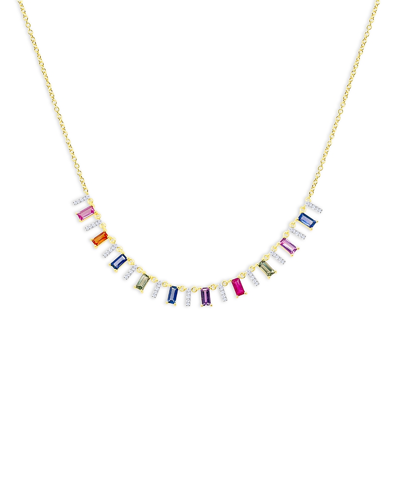 Meira T 14K White & Yellow Gold Rainbow Sapphire & Diamond Droplet Necklace, 16