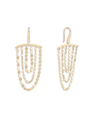 14K Yellow Gold Petite Nude Chain Link Cascade Drop Earrings
