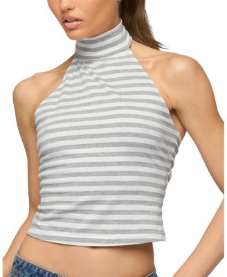 Edikted Kay Striped High Neck Halter Top