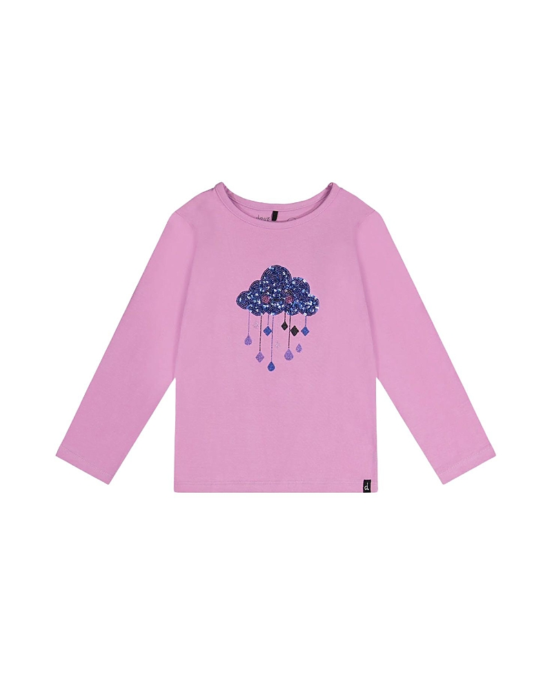 Deux par Deux Girls' Organic Cotton Sequined Cloud Jersey T-Shirt - Little Kid
