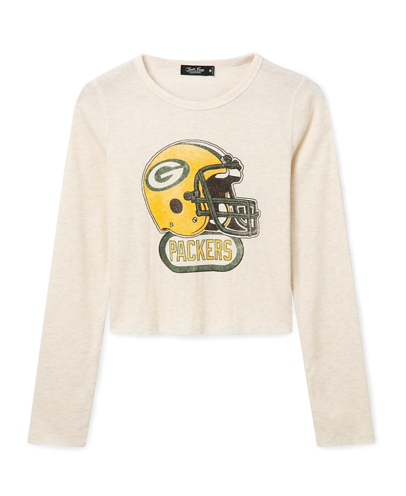 Junk Food Clothing Women's Green Bay Packers Helmet Crop Thermal
