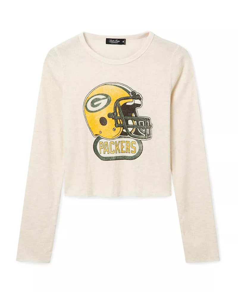 Junk Food Clothing Women's Green Bay Packers Helmet Crop Thermal