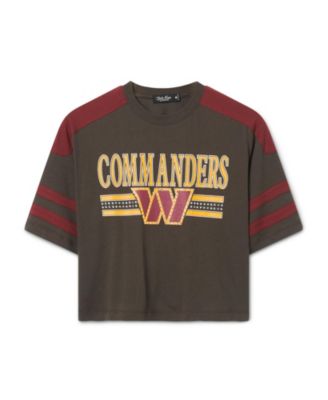  Women's Washington Commanders Striped Bling Crop Tee