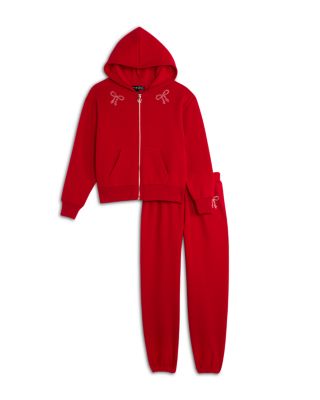Girls' Rhinestone Bow Full Zip Hoodie & Jogger Pants, Big Kid - Exclusive