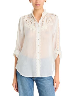 Amyle Remi Embroidered Sheer Blouse