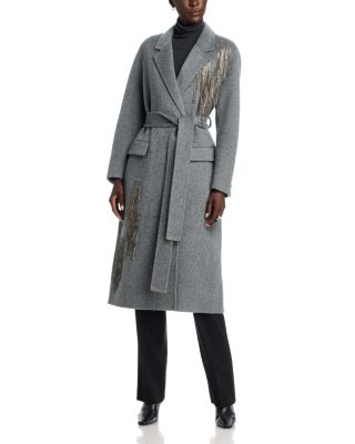 Sydni Wool Blend Embellished Fringe Coat