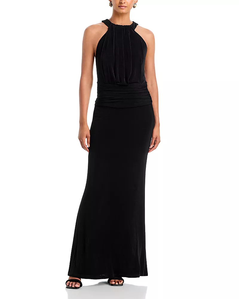 Black Halo Lucine High Neck Sleeveless Gown