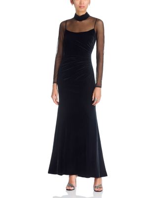 Mock Neck Illusion Gown