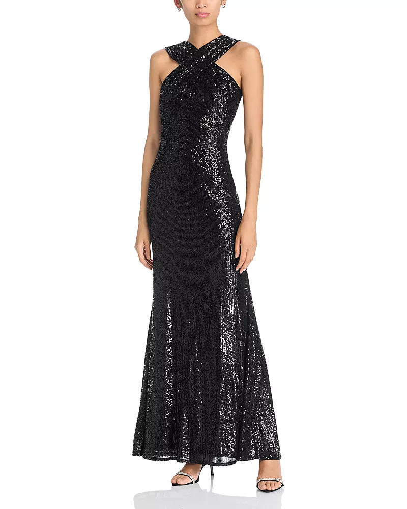 Eliza J Halter Empire Waist Mermaid Dress