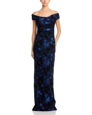 Jacquard Off-the-Shoulder Column Gown