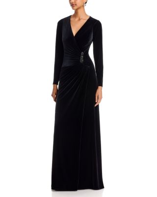 Velvet Beaded Trim Gown