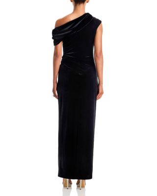 Asymmetric Velvet Maxi Dress - Exclusive - thumbnail 4