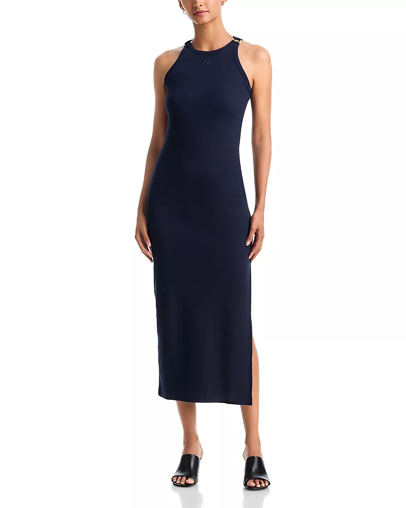 Courreges Buckle 90's Rib Midi Dress