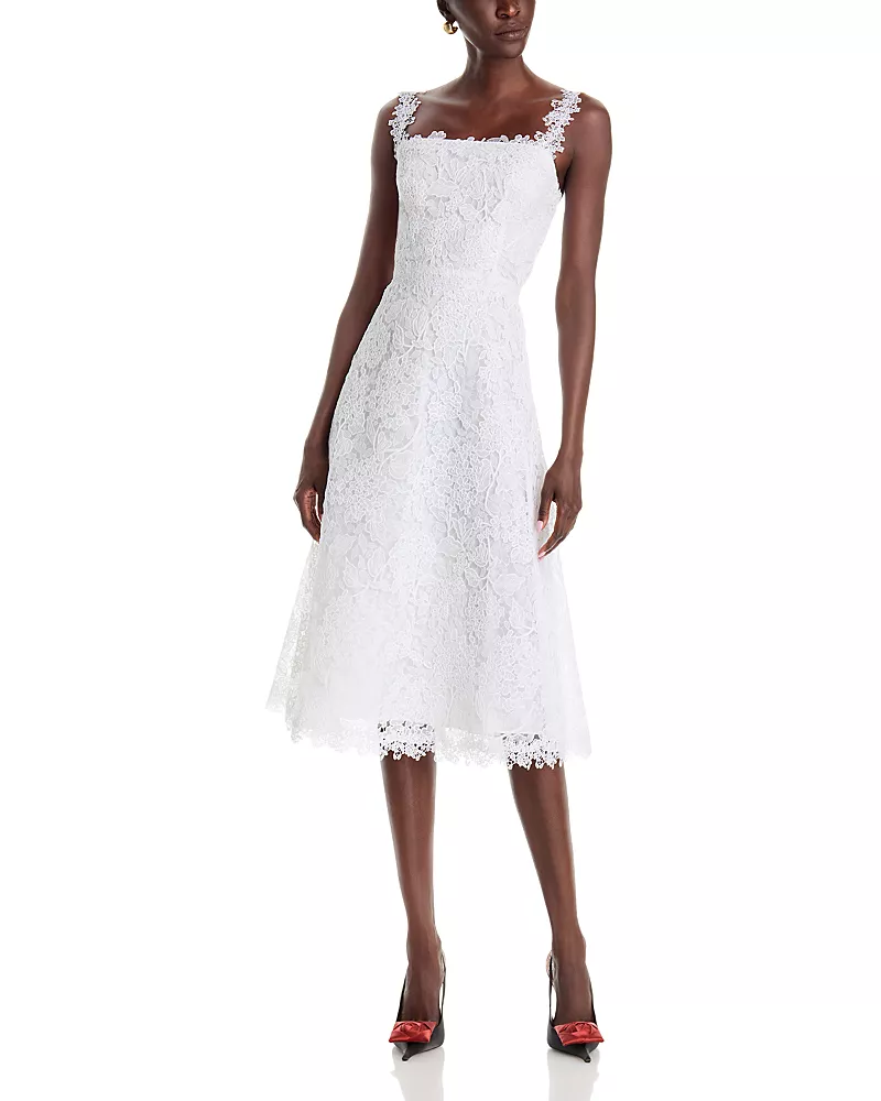 Carolina Herrera Guipure Lace Fit And Flare Midi Dress