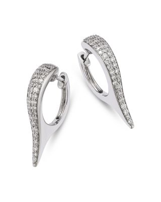 Bloomingdale's Fine Collection Diamond Spike Huggie Hoop Earrings in 14K White Gold, 0.37 tcw
