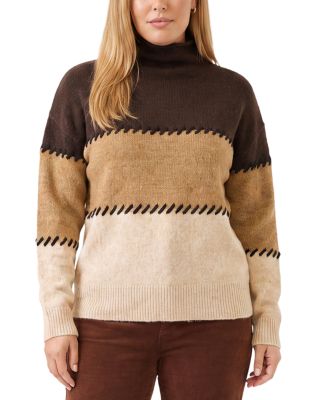 Plus Size Whipstitched Colorblocked Sweater