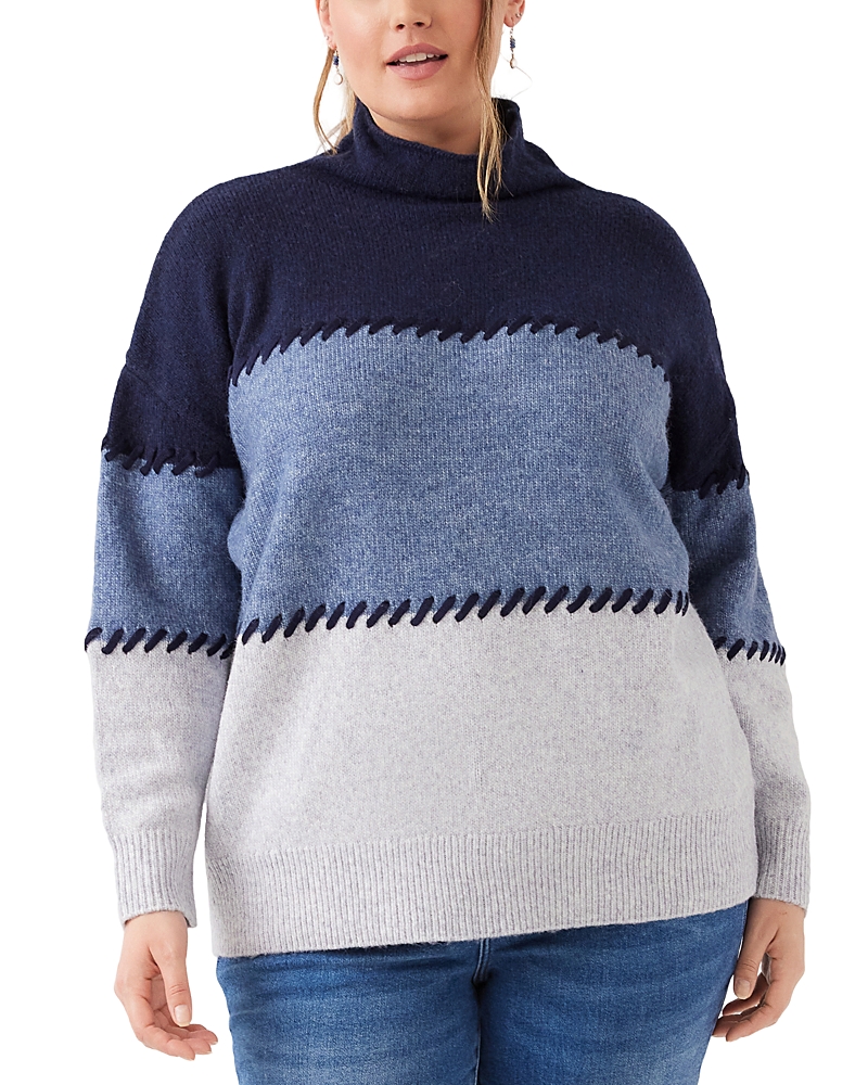 Karen Kane Plus Size Whipstitched Colorblocked Sweater