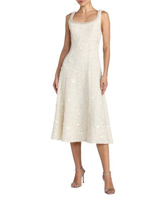 Mac Duggal Petite Embellished Boucle Sleeveless A-Line Midi Dress