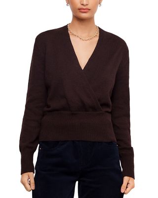 Faux Wrap Bishop Sleeve Sweater