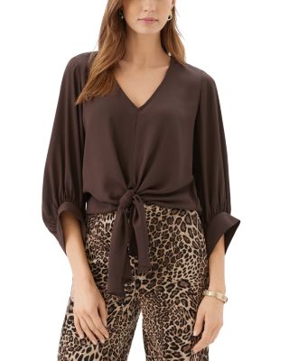 Karen Kane Blouson Sleeve Tie Front Blouse