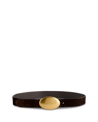 Women's Oval Plaque Suede Belt 