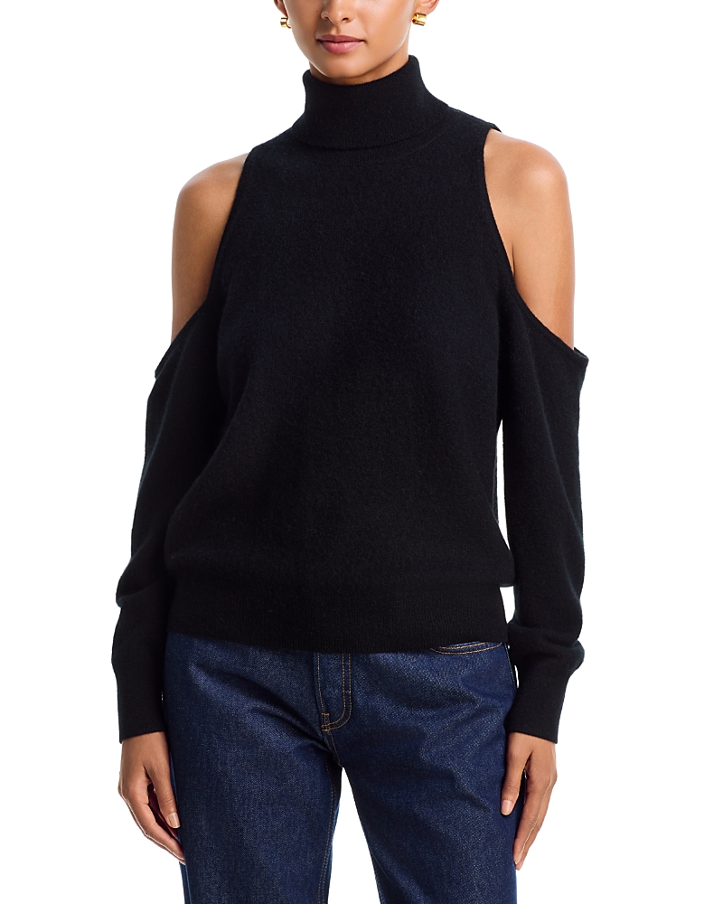 Aqua Cashmere Turtleneck Cold Shoulder Sweater - Exclusive