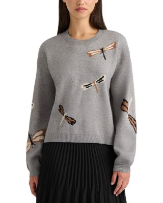 Dragonfly Intarsia Crewneck Sweater