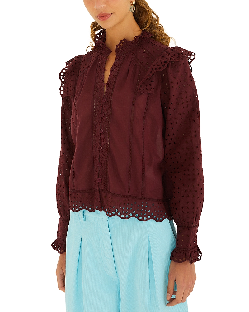 Farm Rio Broderie Anglaise Ruffle Blouse