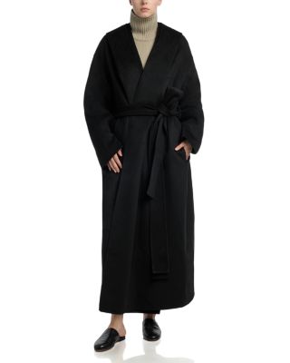 Wool Hooded Belted Long Coat 