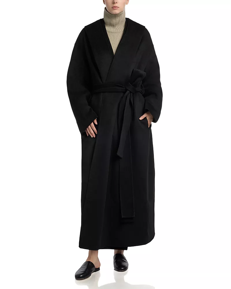 Toteme Wool Hooded Belted Long Coat