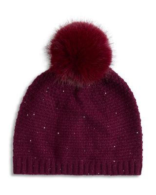 Lurex Wave & Pom Pom Knit Hat