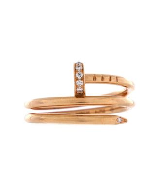  Small Juste un Clou Double Ring 18K Rose Gold and Diamonds