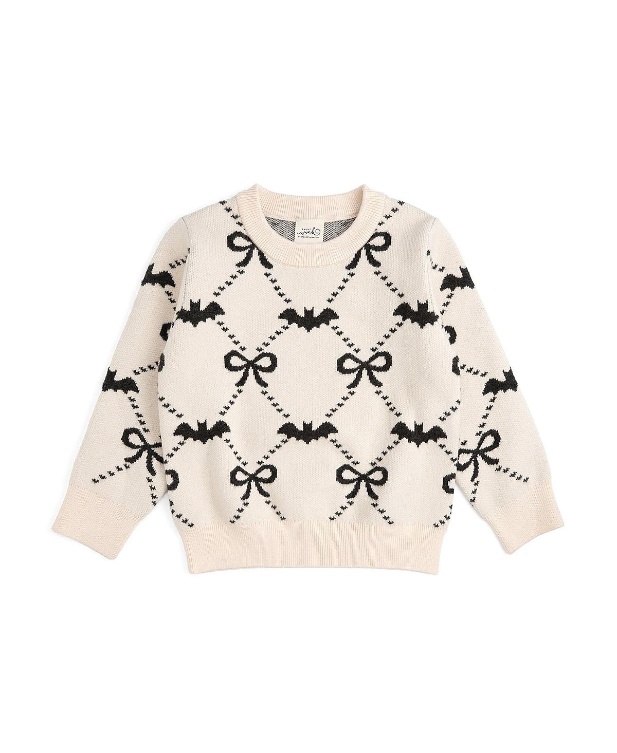 Sweet Wink Girls' Bat Trellis Halloween Sweater - Baby, Little Kid