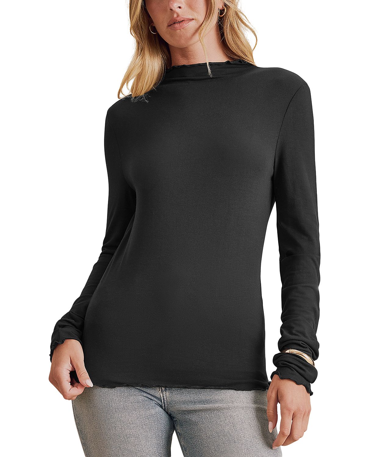 Splendid Long Sleeve Mock Neck Top