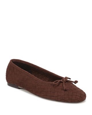 Women's Ruthie Suede Bow Woven Ballet Flats
