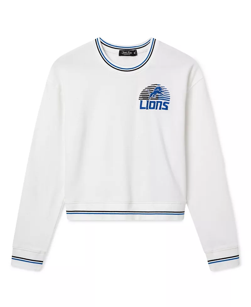 Junk Food Clothing Women's Detroit Lions Cropped Striped Rib Fleece
