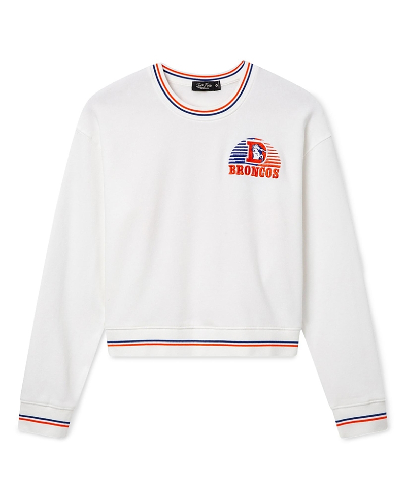 Junk Food Clothing Women's Denver Broncos Cropped Striped Rib Fleece